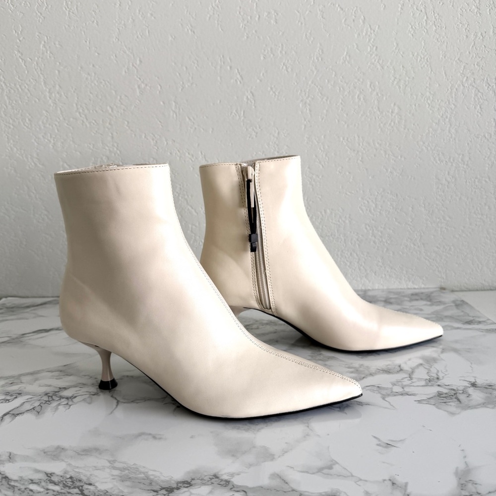 Zara Cream Ankle Boots, Women Size 5 - Picture 2 of 7